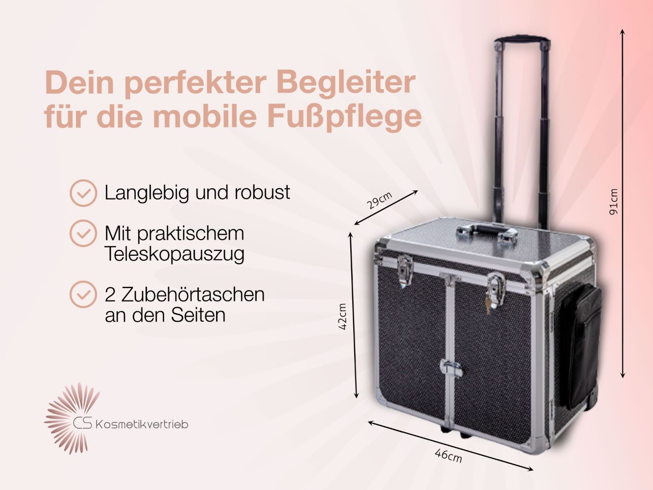 Mobiler Fußpflegekoffer - Leicht & Robust (Schwarz Glitzer)