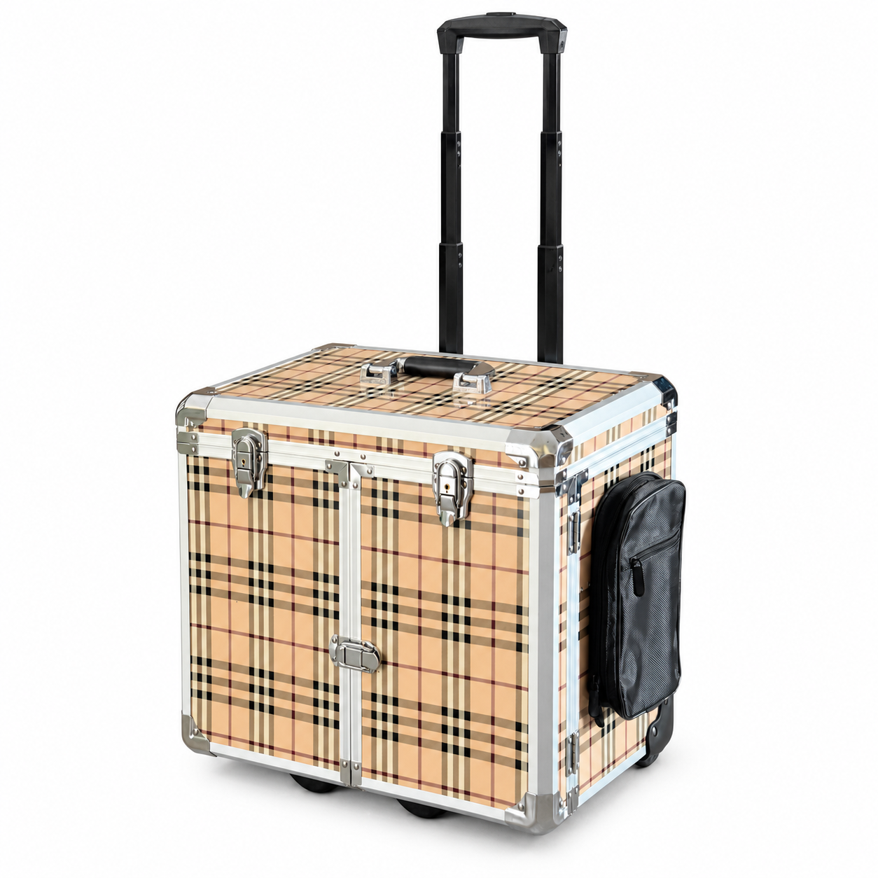 Fußpflegekoffer mit Rollen – Beige kariert