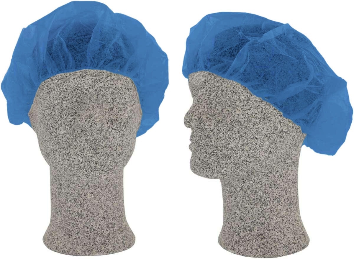 Comfort Baretthaube - Einweg-Kopfschutz Haarnetz Blau einmal Benutzung - 100 Stück Ø 52 cm ⭐ Kopie