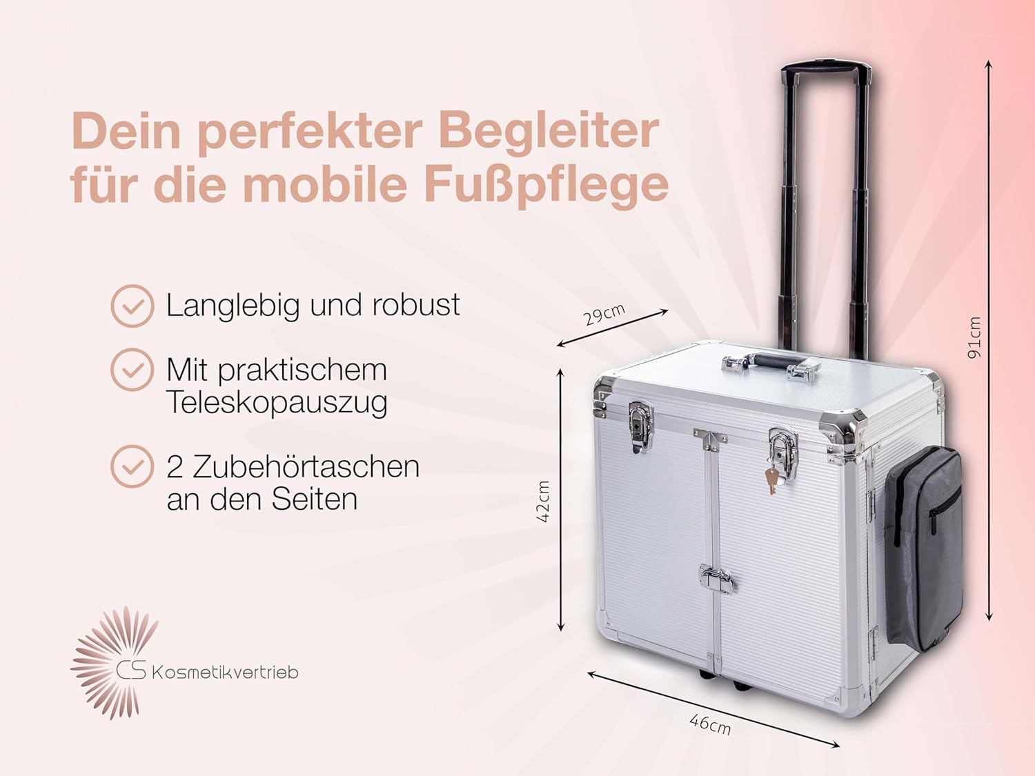 Mobiler Fußpflegekoffer - Leicht & Robust (Titanium Silber)